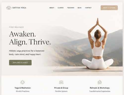 Sattva Yoga website preview